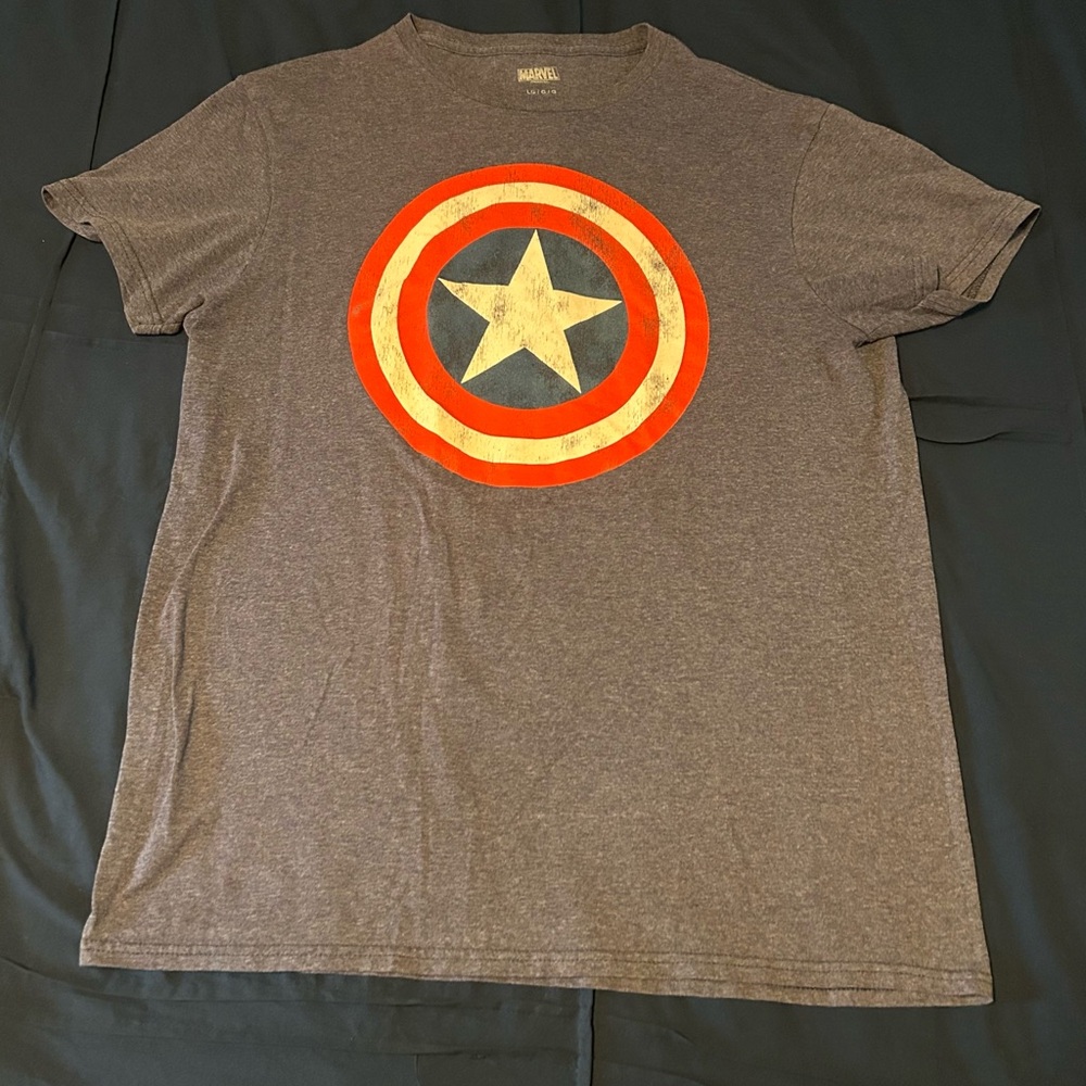 Marvel Gray T-Shirt with Captain America Emblem
